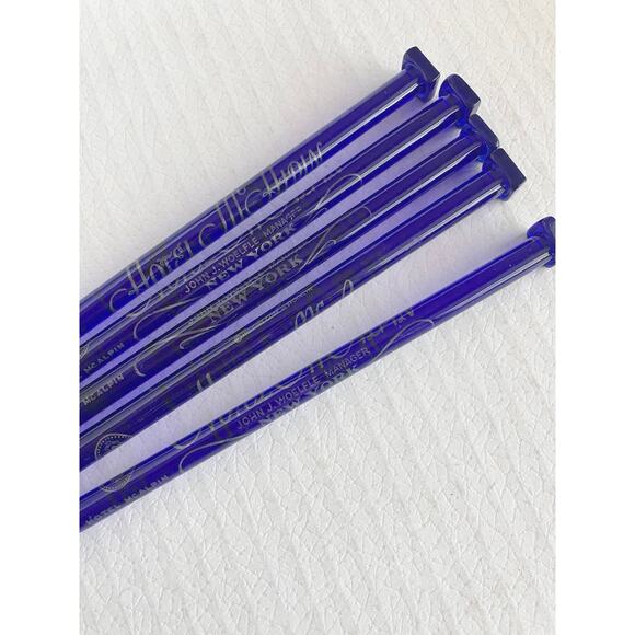 5 VTG Cobalt Blue Glass Swizzle Sticks Cocktail Stirrer HOTEL MCALPIN New York - Picture 5 of 6